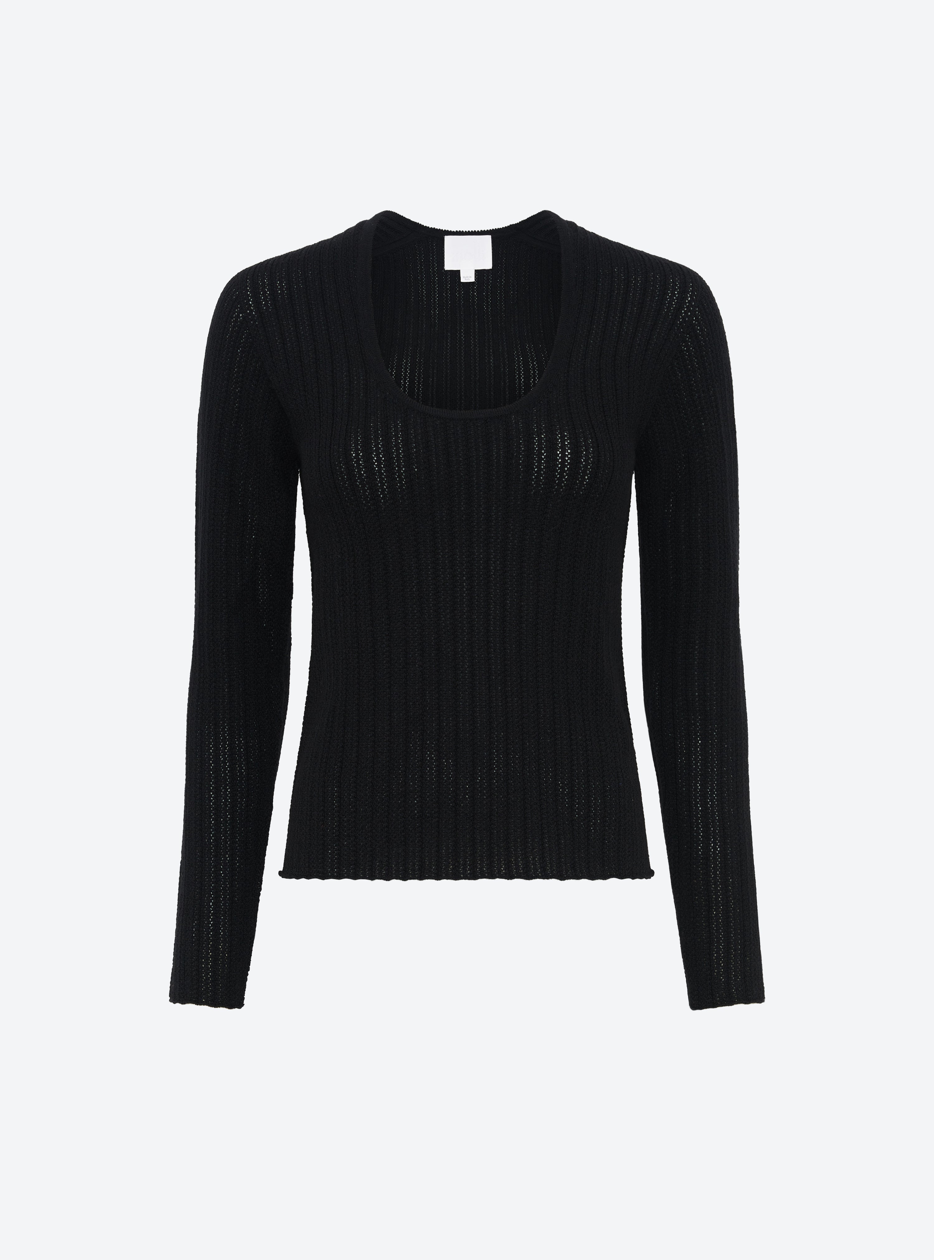 Top en maille de luxe Molli - Top décolleté maille pointelle noir profond