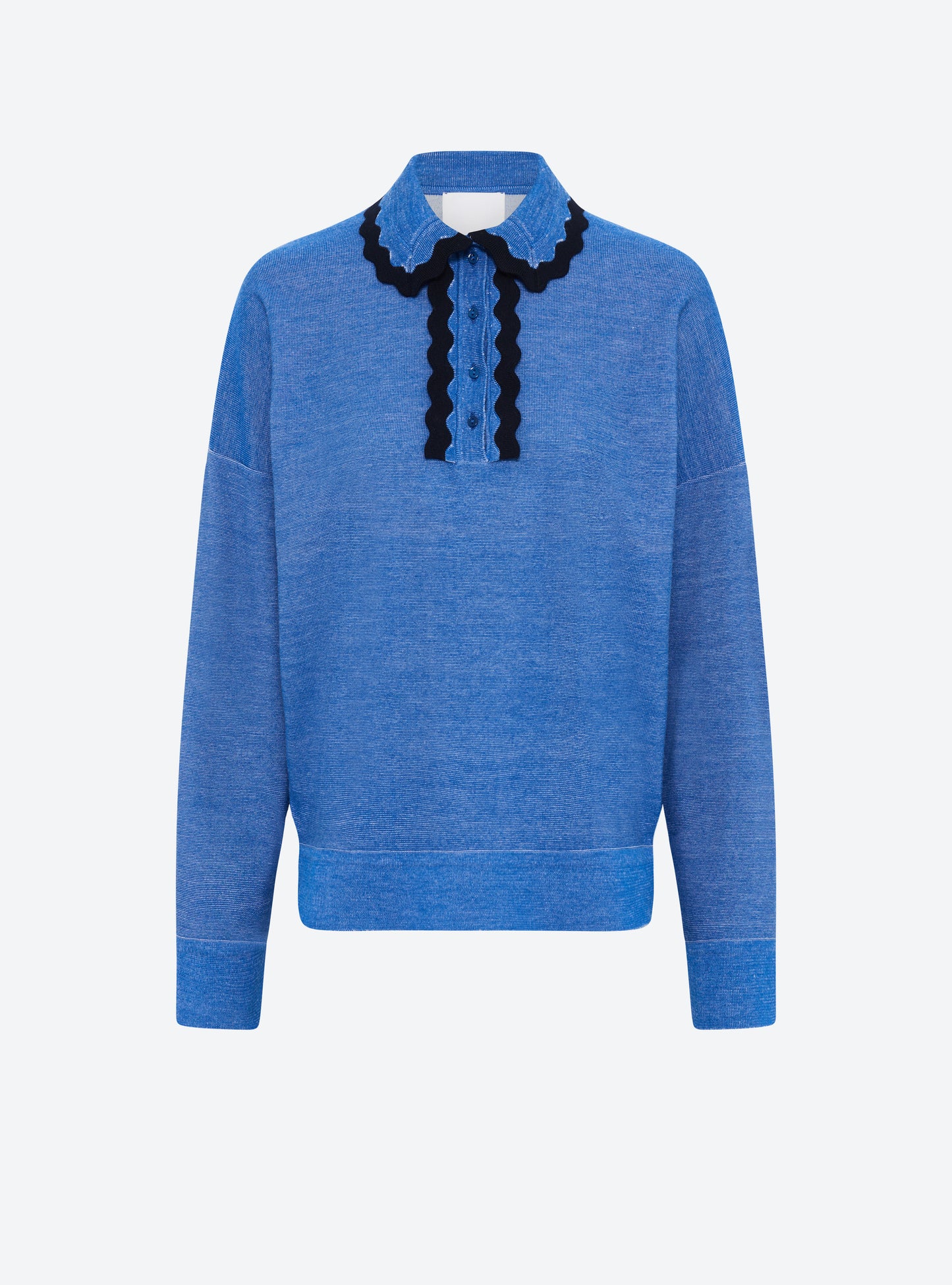 Chemise maille col croquet royal blue denim-nuit - Molli