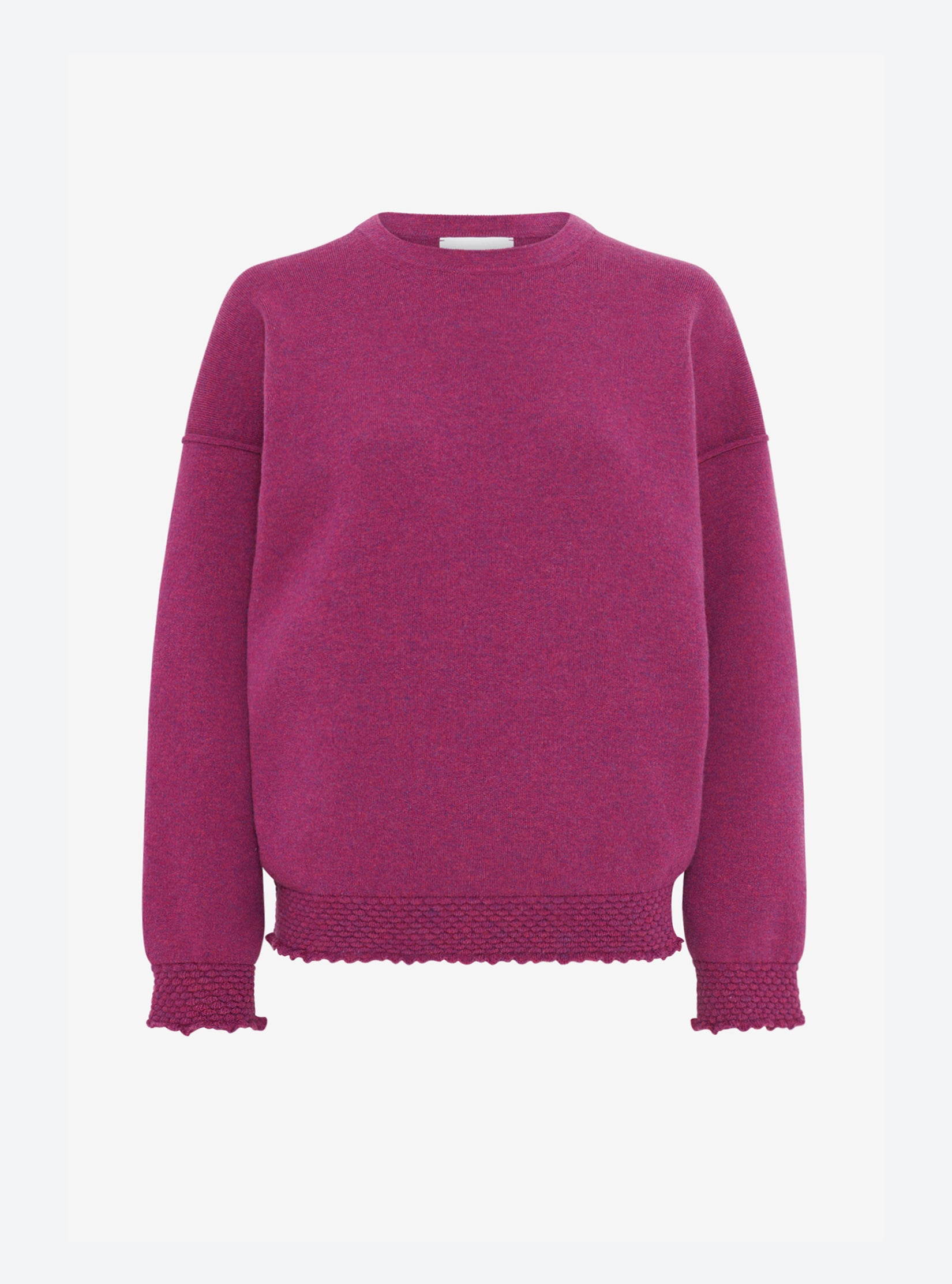 Sweat loose finitions smockées fruits rouges - Sweat de luxe