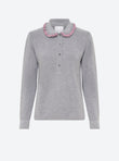 knit shirt with ruffled collar