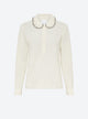 knit shirt with ruffled collar
