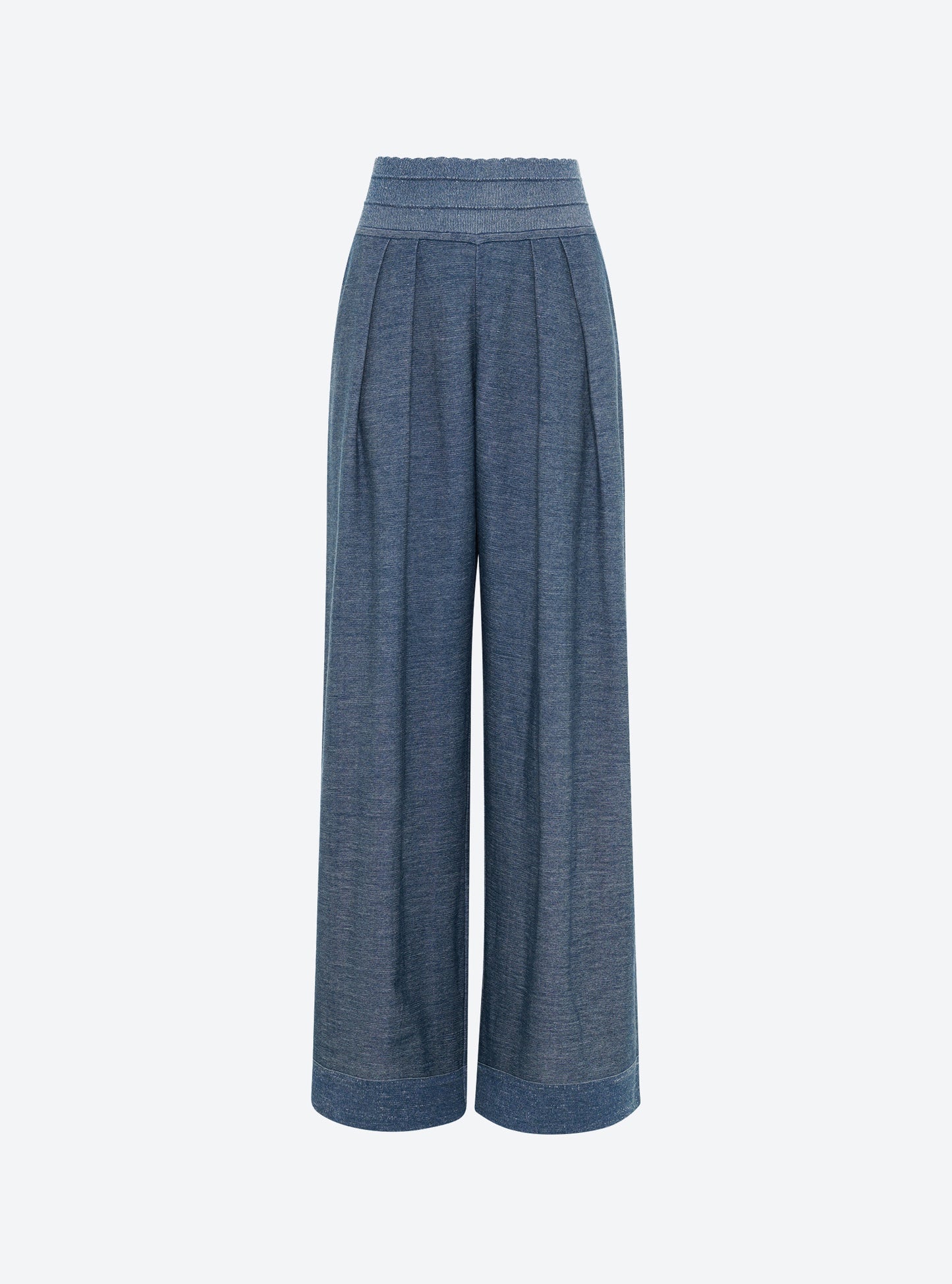Pantalon fluide maille fine jersey blueberry denim - Vêtement de luxe femme