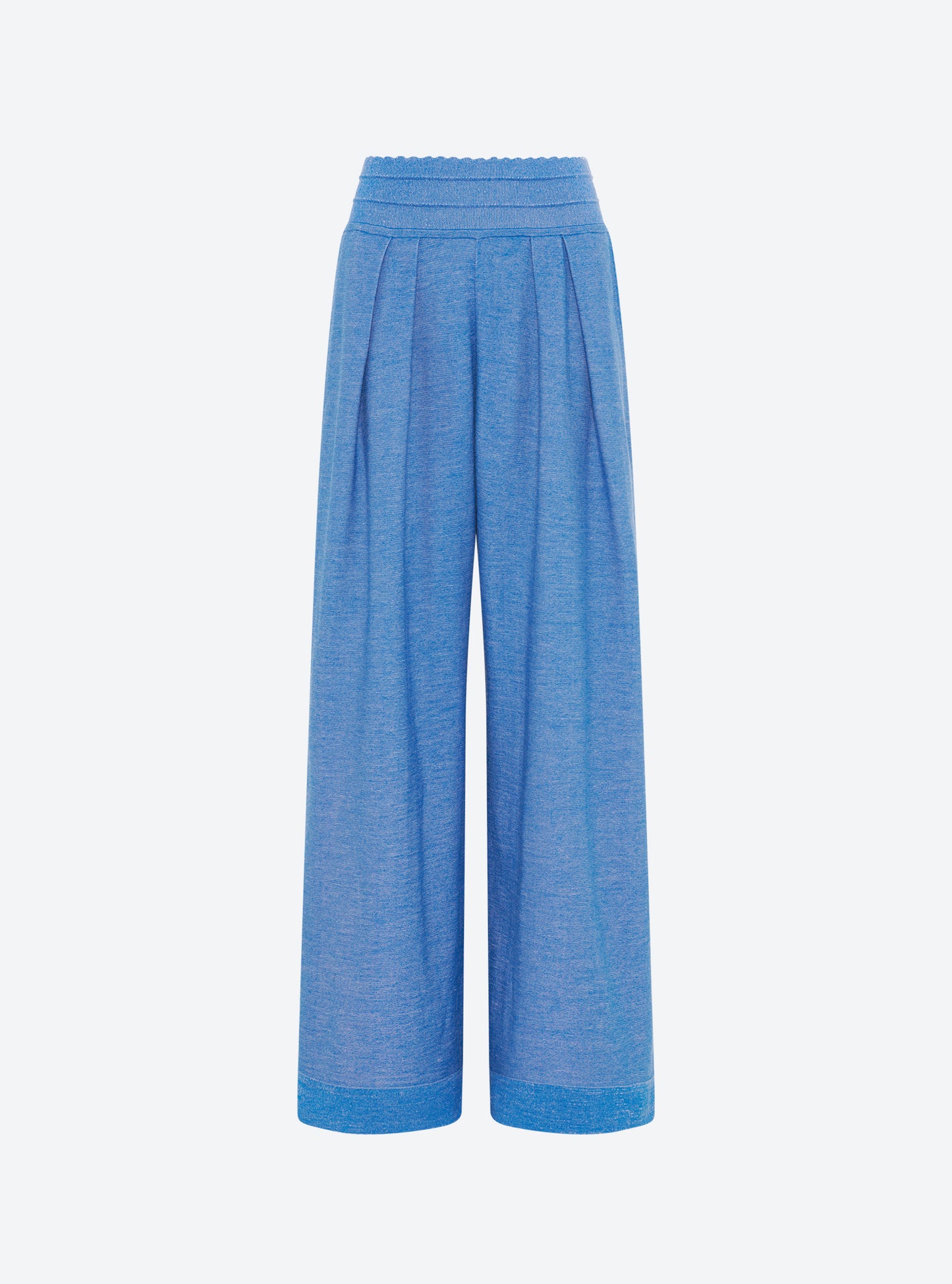Pantalon fluide maille fine jersey royal blue denim - Vêtement de luxe femme