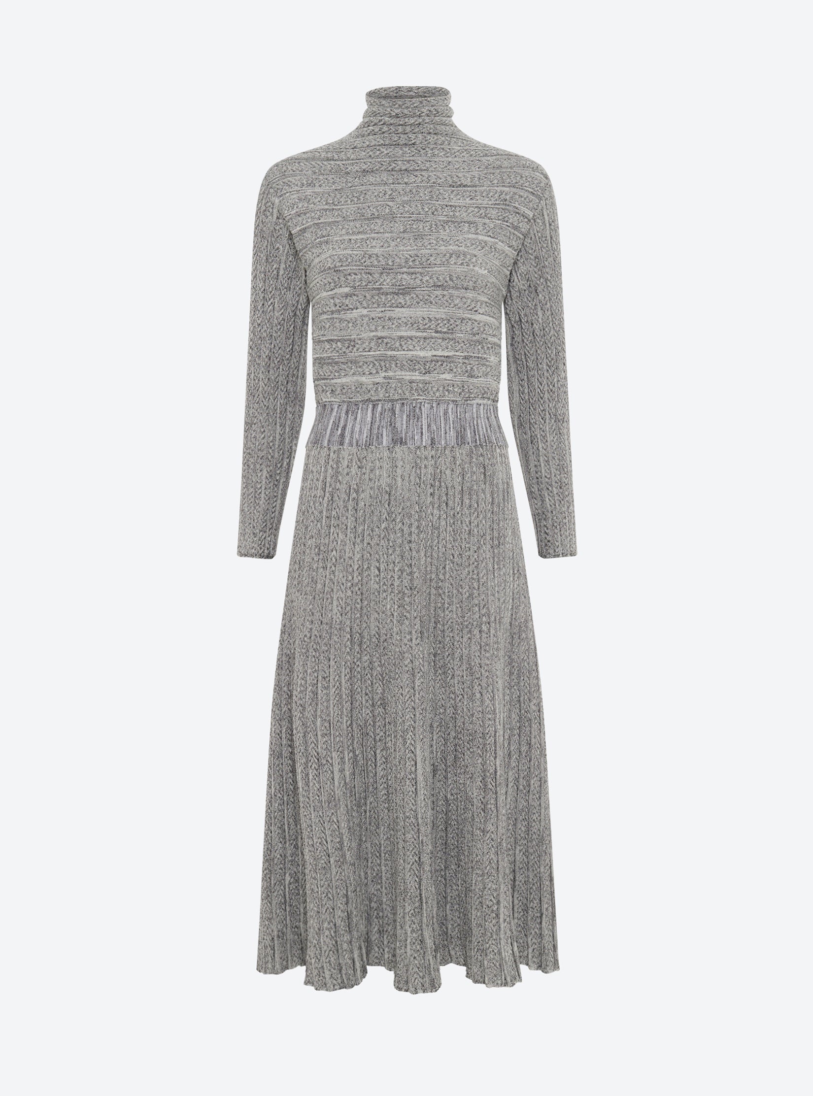 Robe longue maille plissée noir mouliné - Molli