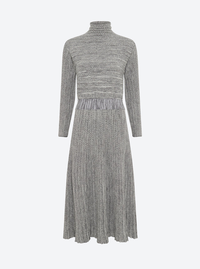 long dress in pleated knit - Image principale