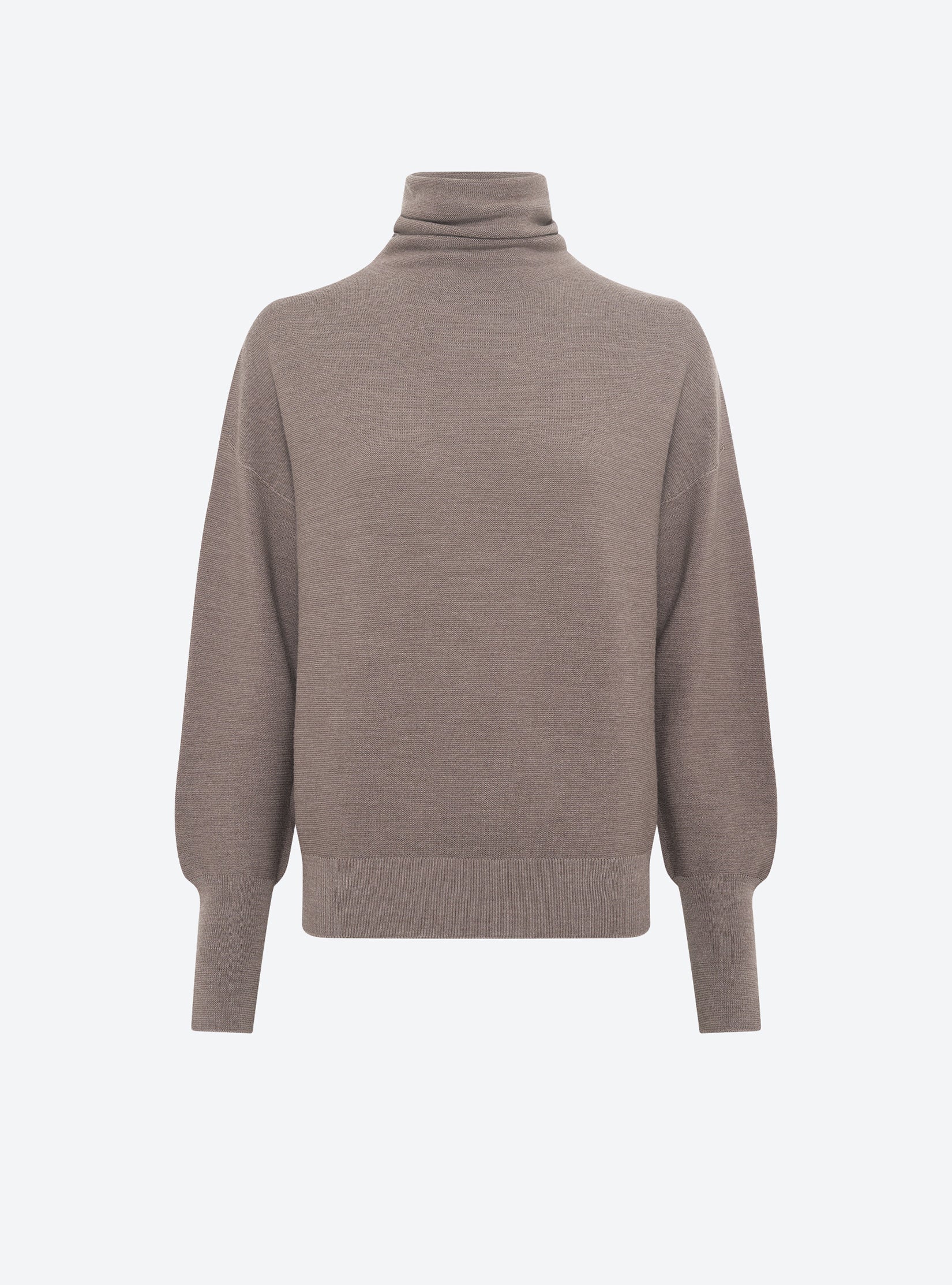 Top fin oversize à col montant Châtaigne - Vêtement de luxe femme