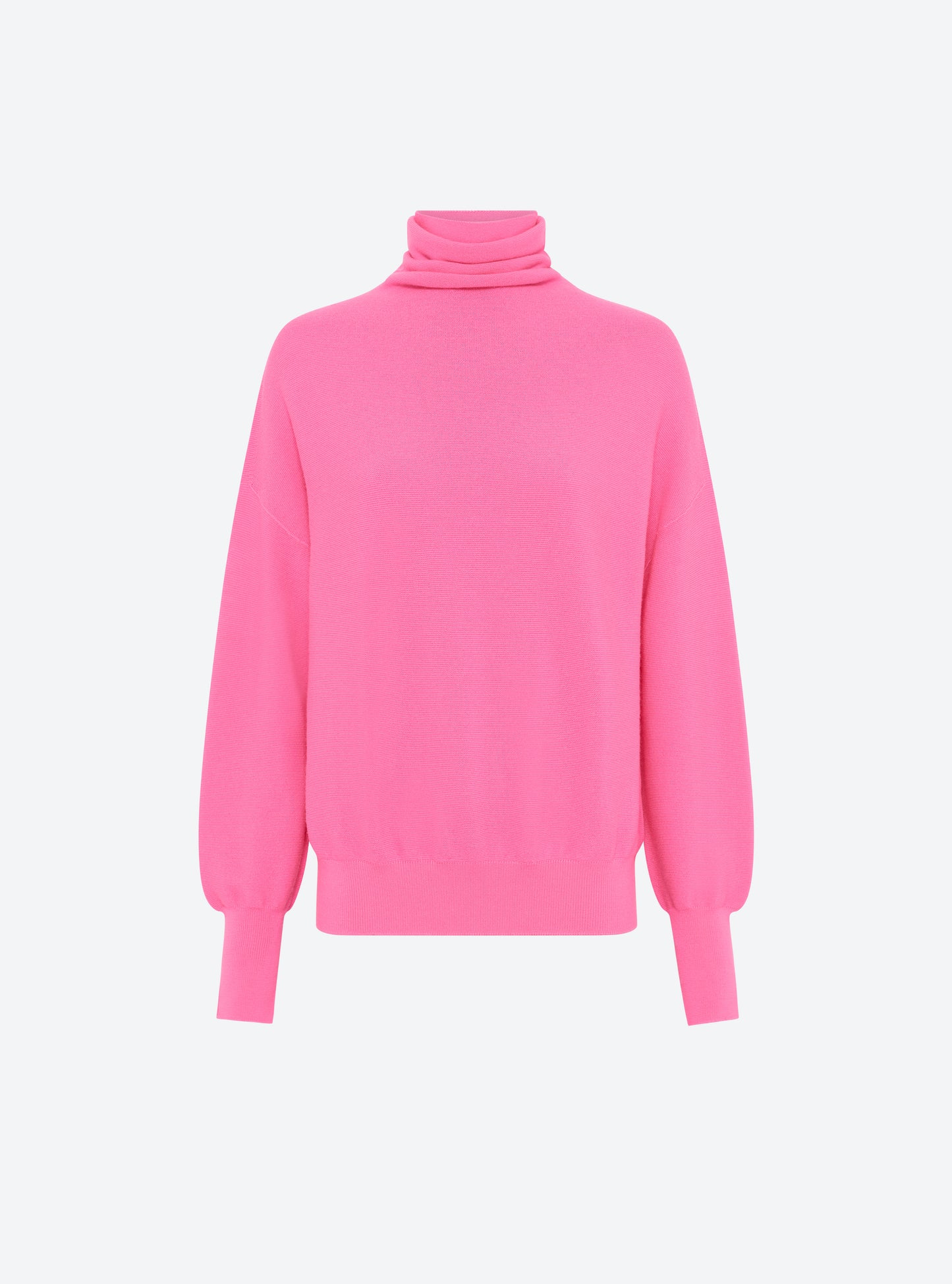 Top fin maille point mousse col montant Rose fluo - Molli