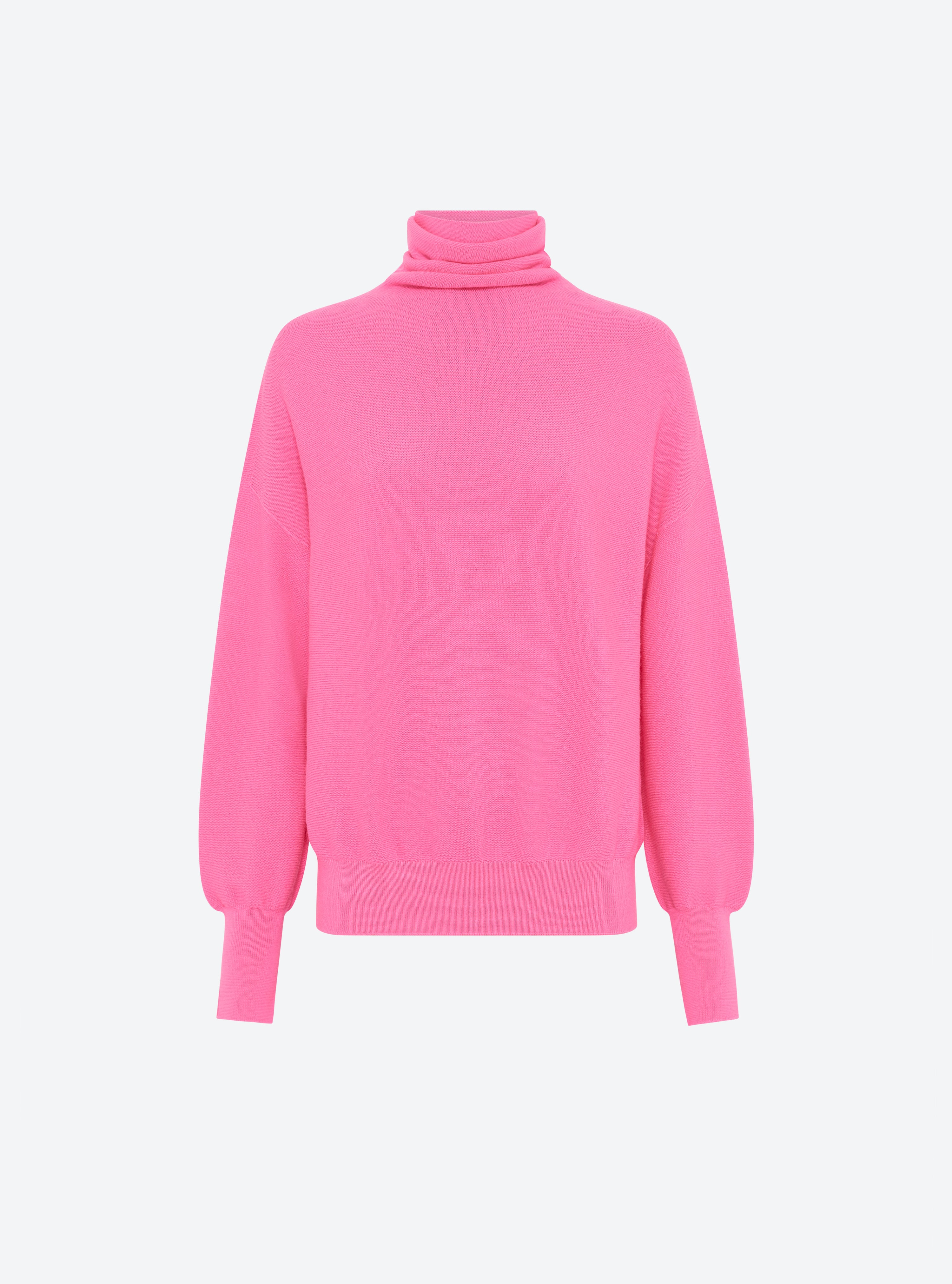Top fin maille point mousse col montant Rose fluo - Molli