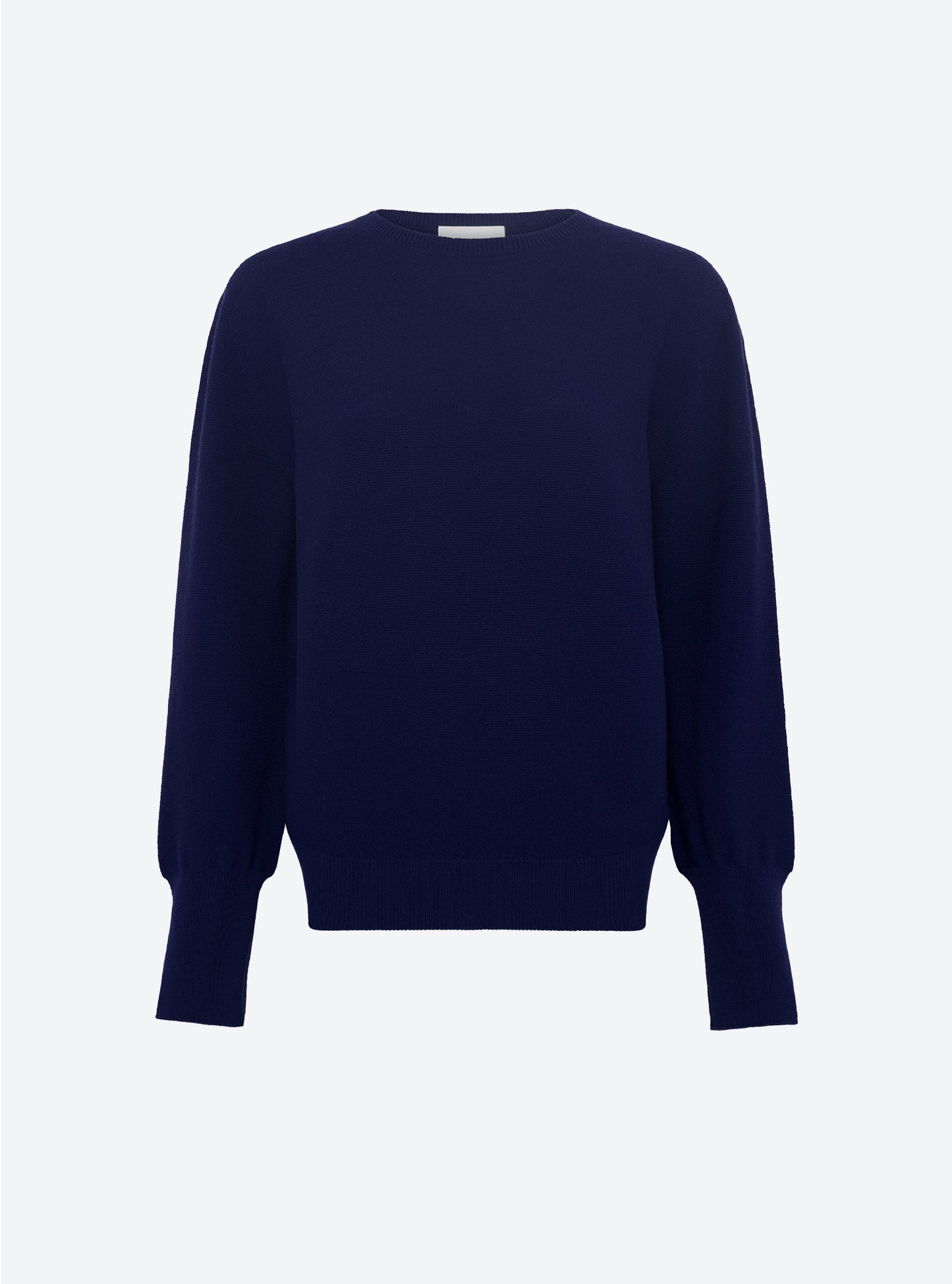 Top en maille de luxe Molli - Top fin à col rond manches longues indigo