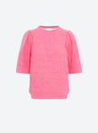 pleated elbow-length sleeved knit top
