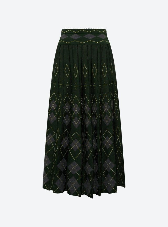 Fluid argyle knit skirt - Image principale