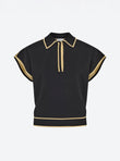 Top ample maille col gansé