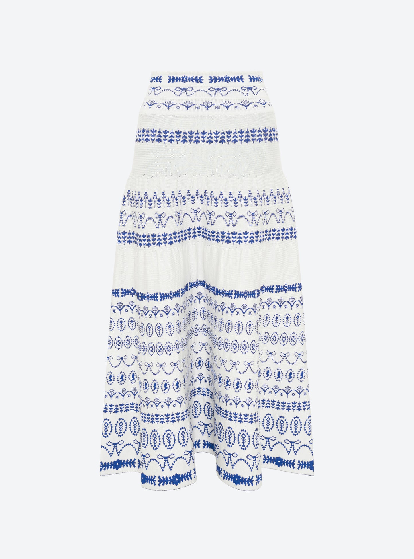 Jupe fine jacquard porcelaine milk-bleu faience - Molli_packshot