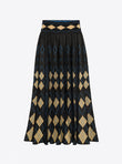Fluid argyle knit skirt