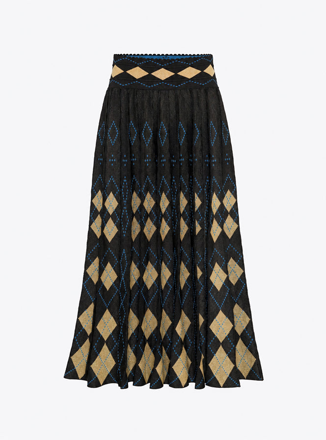 Jupe fluide maille argyle noir profond-multi - Molli_packshot