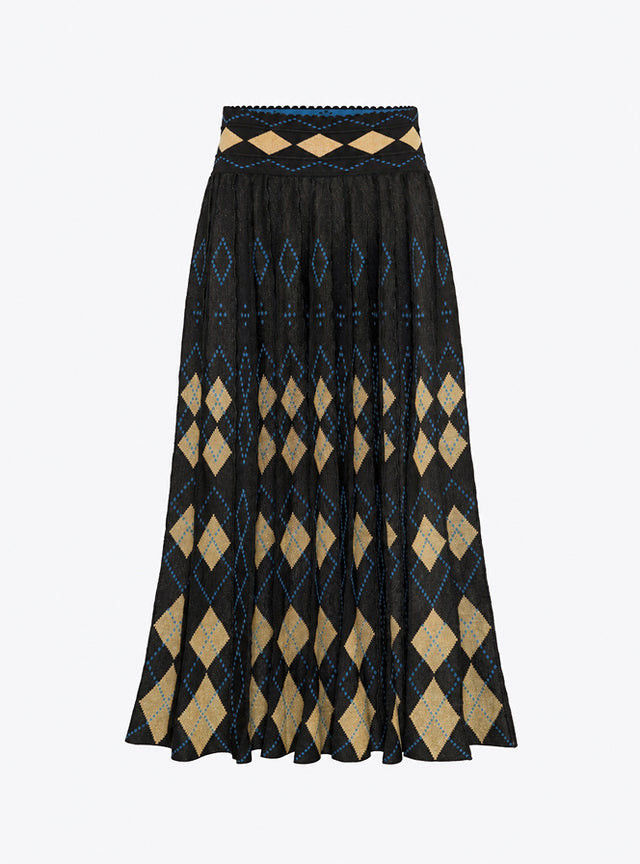 Fluid argyle knit skirt - Image principale