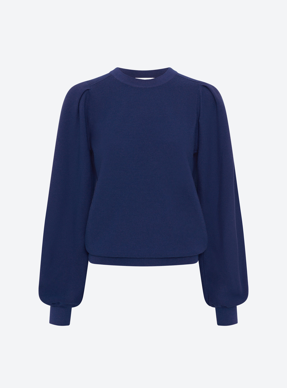 Pull fin manches froncées bleu faience - Molli_packshot