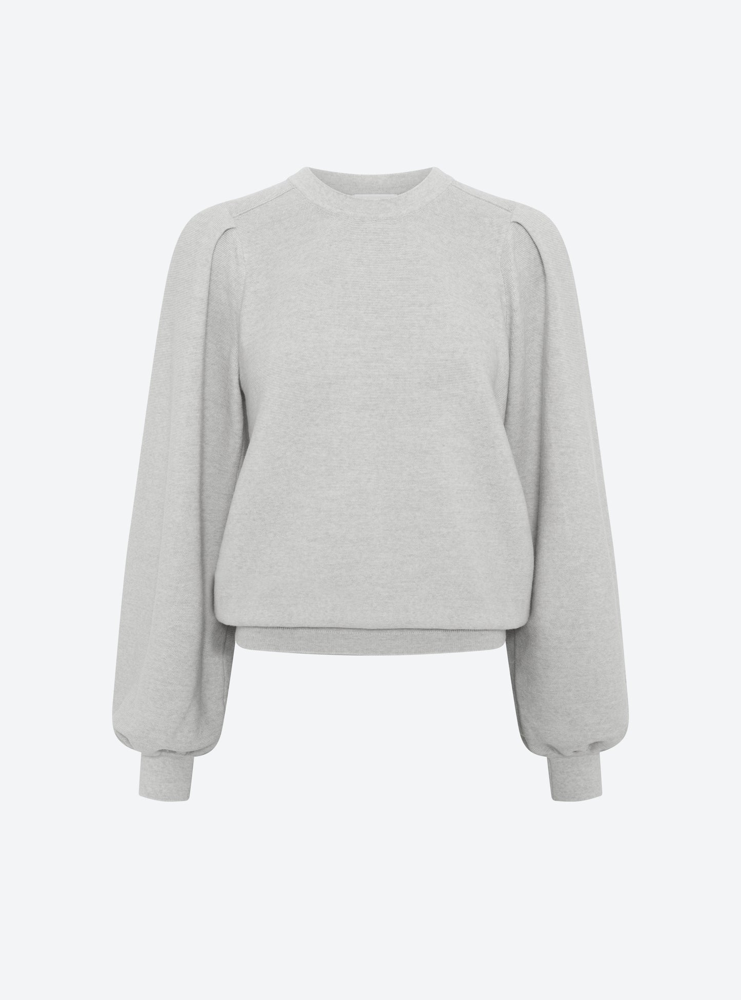 Pull fin manches froncées gris chine clair - Molli_packshot