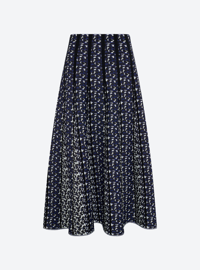 Fine knit skirt in leopard jacquard - Image principale