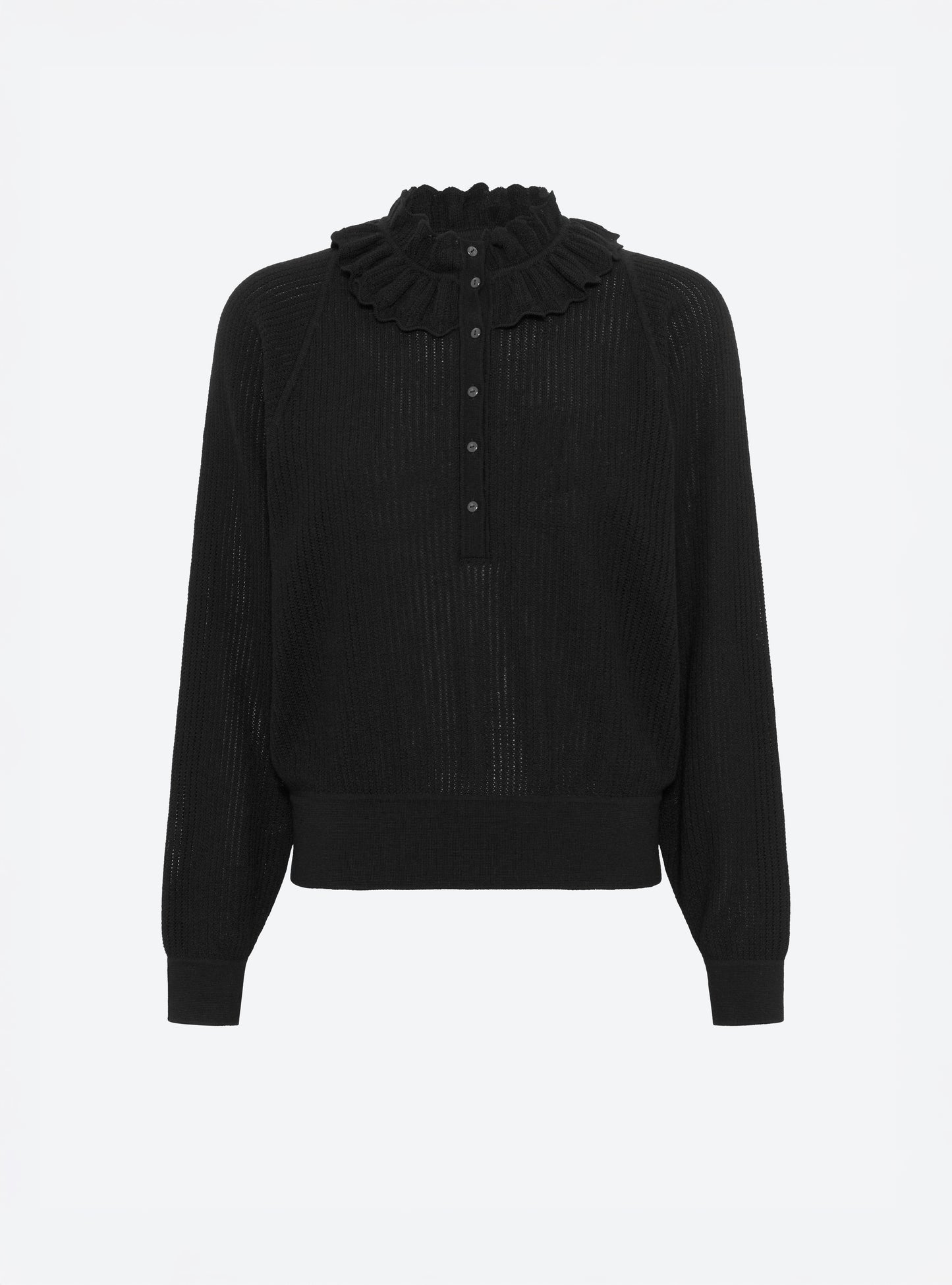 Top ample col volanté noir profond - Molli_packshot