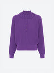 Wide knit top flounced neckline