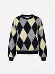 Fine knit sweater in argyle jacquard
