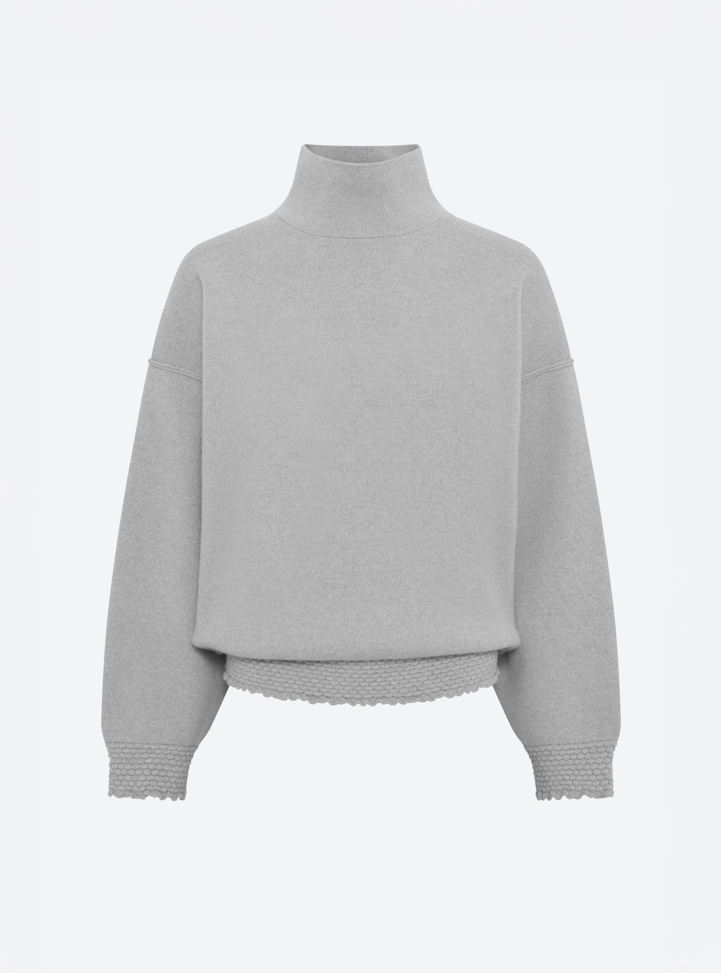Pull montant détails smockés gris souris - Molli_packshot