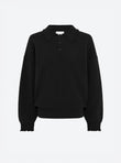 Comfy knit polo shirt with ruffled neckline