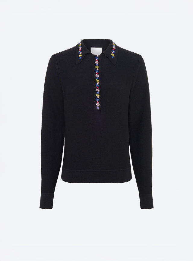 Chemise maille brodée fleurs - Image principale