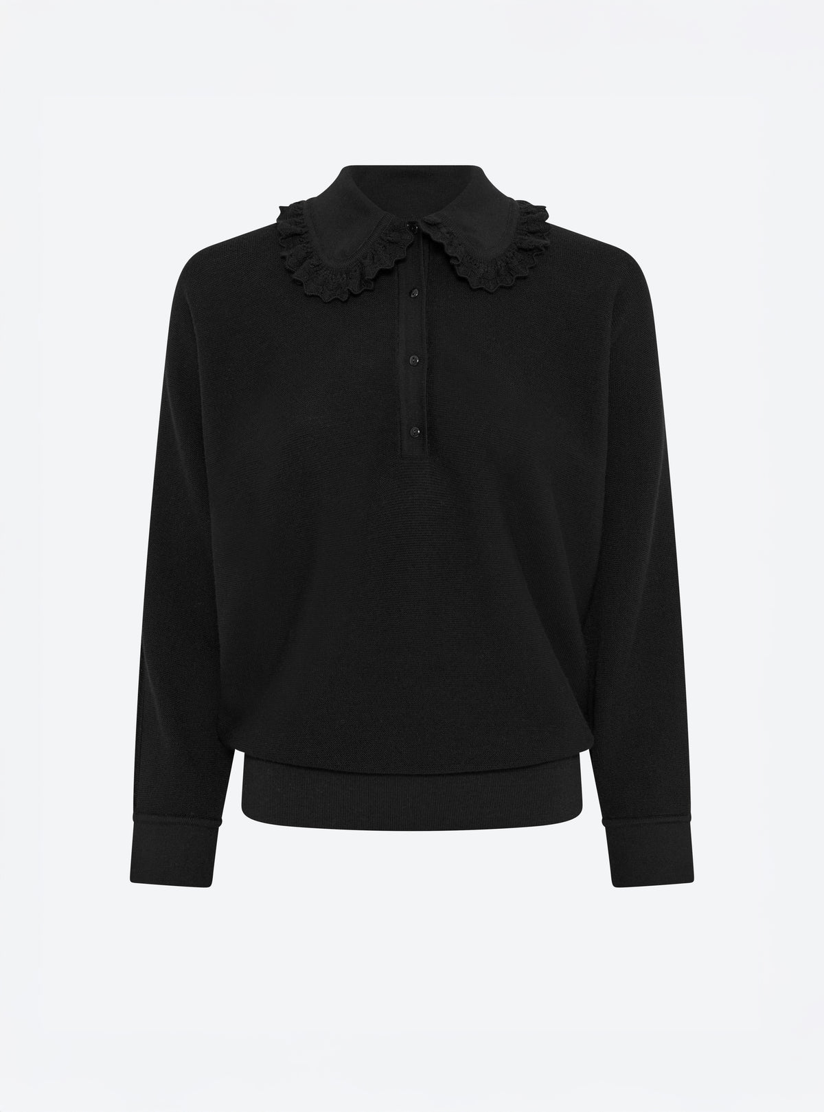 Top ample col dentelle noir profond - Molli_packshot
