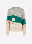 Comfy sweater embroidered landscape