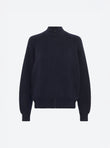 Wide zipped knit jacket high collar