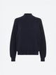 Wide zipped knit jacket high collar