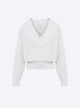 V-necked top in openworked knit