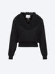 V-necked top in an openwork knit