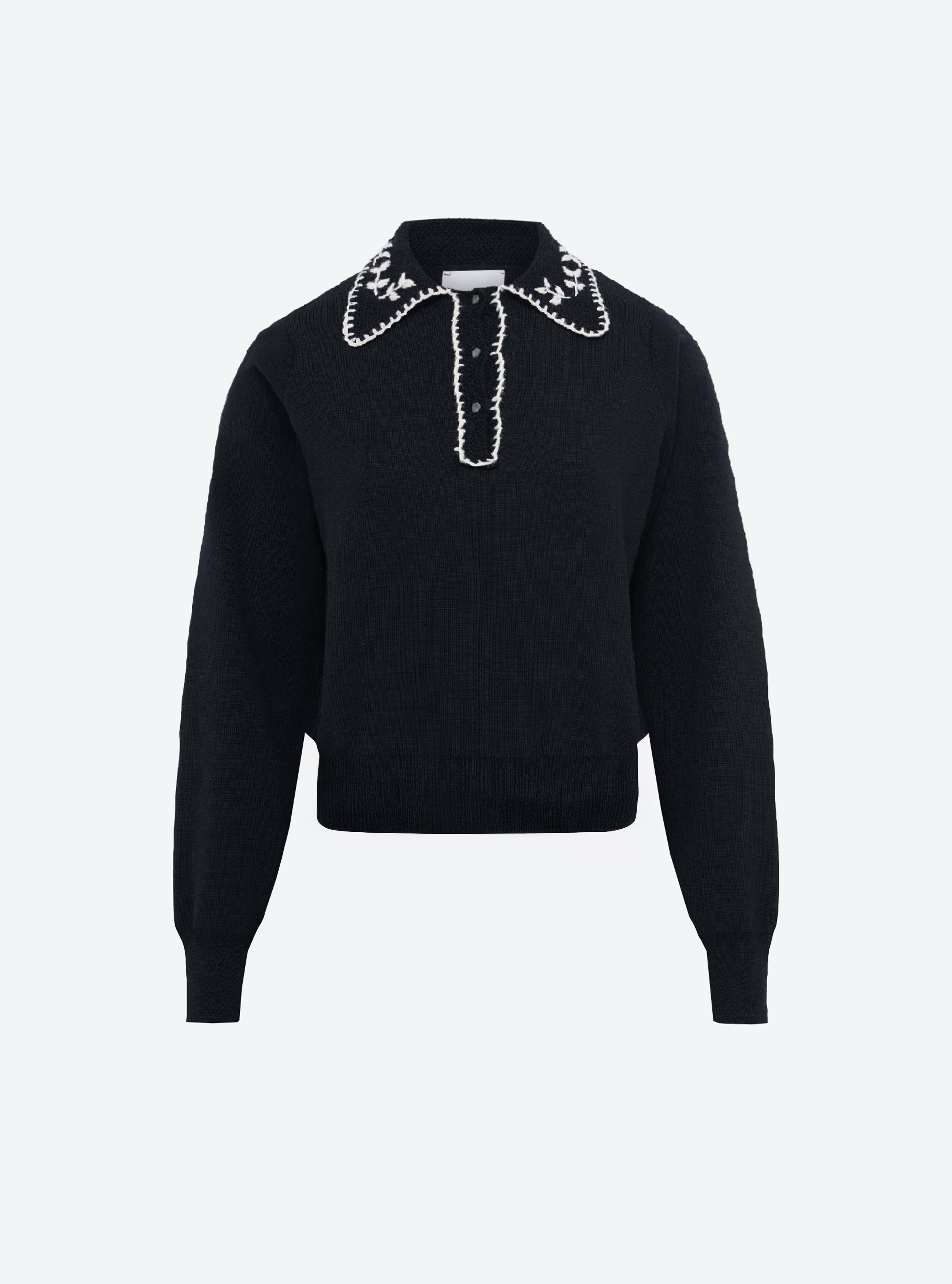 Chemise maille brodée main Noir Profond Naturel - Molli