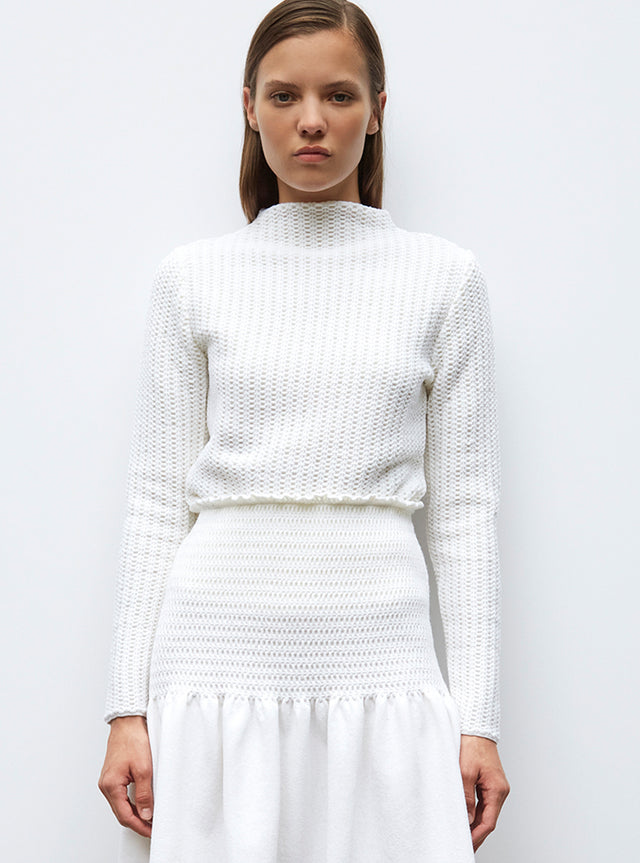 straight top in smocked knit - Image principale