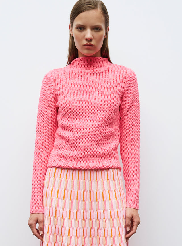 straight smocked knit top - Image principale