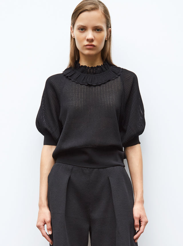 top à col en maille ajourée - Image principale