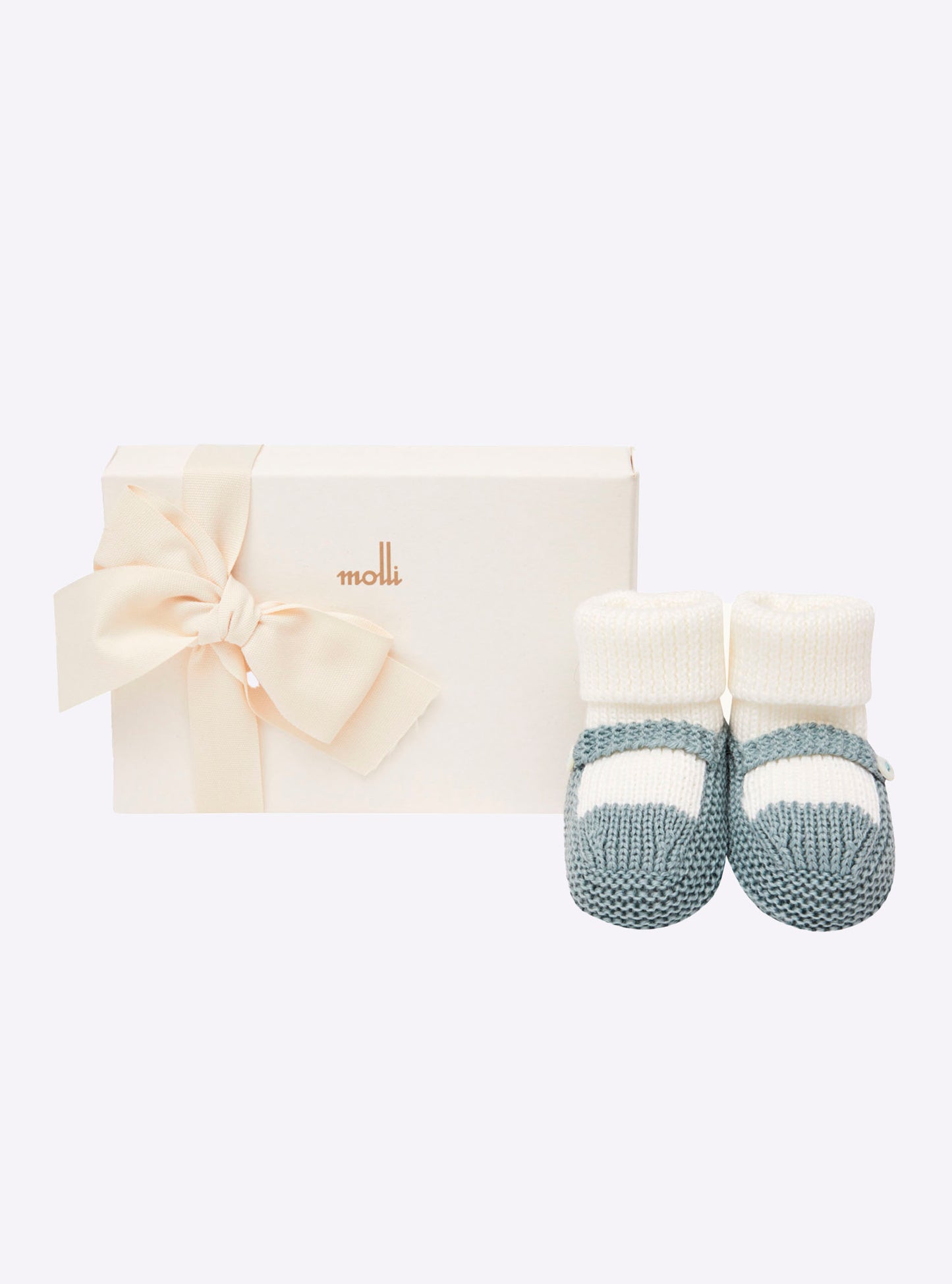 Chaussons à bride bicolores  - Vêtement en maille de luxe Molli