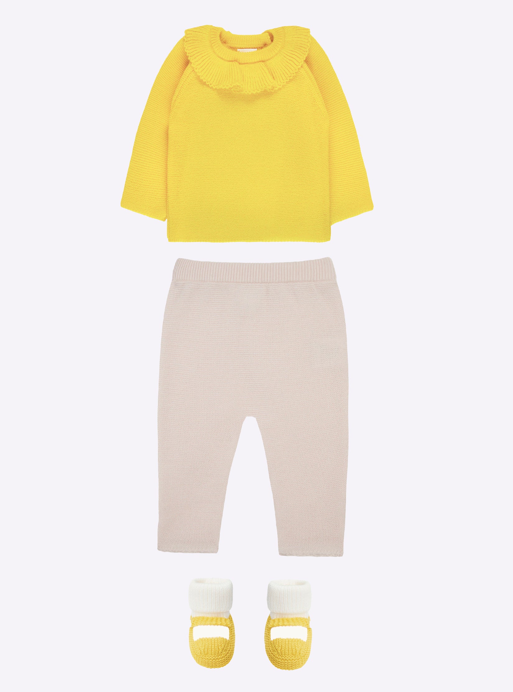 Chaussons à bride bicolores  - Vêtement en maille de luxe Molli