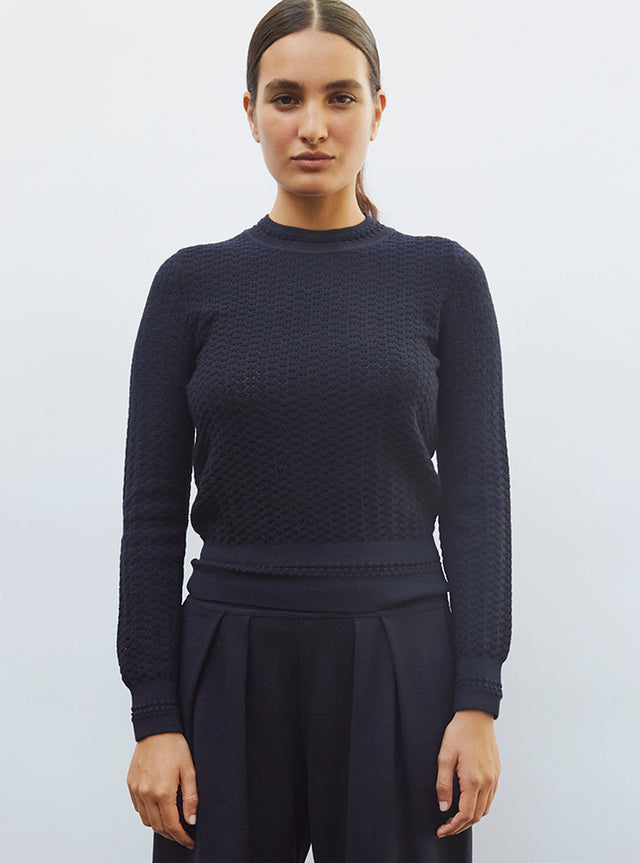 straight top in pointelle knit - Image principale