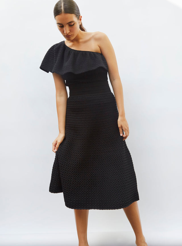 smocked knit mid-length skirt - Image principale