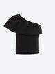 One shoulder smocked knit top