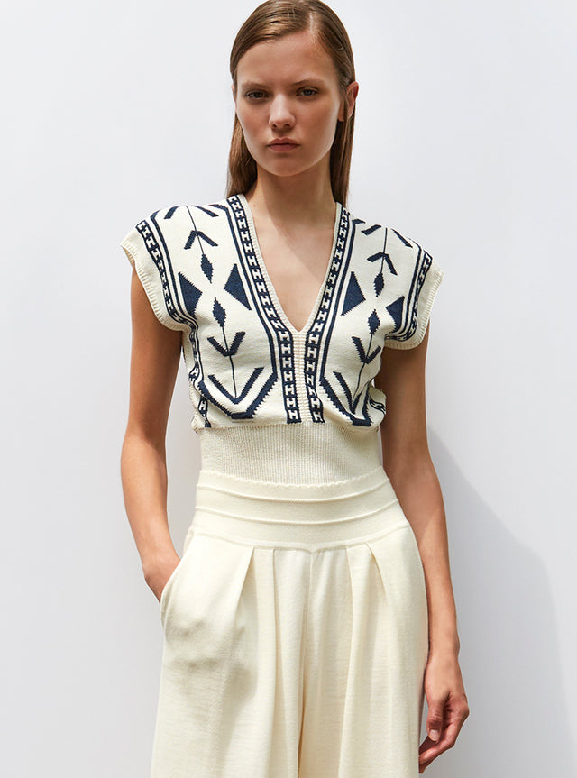 top v maille jacquard ikat - Image principale