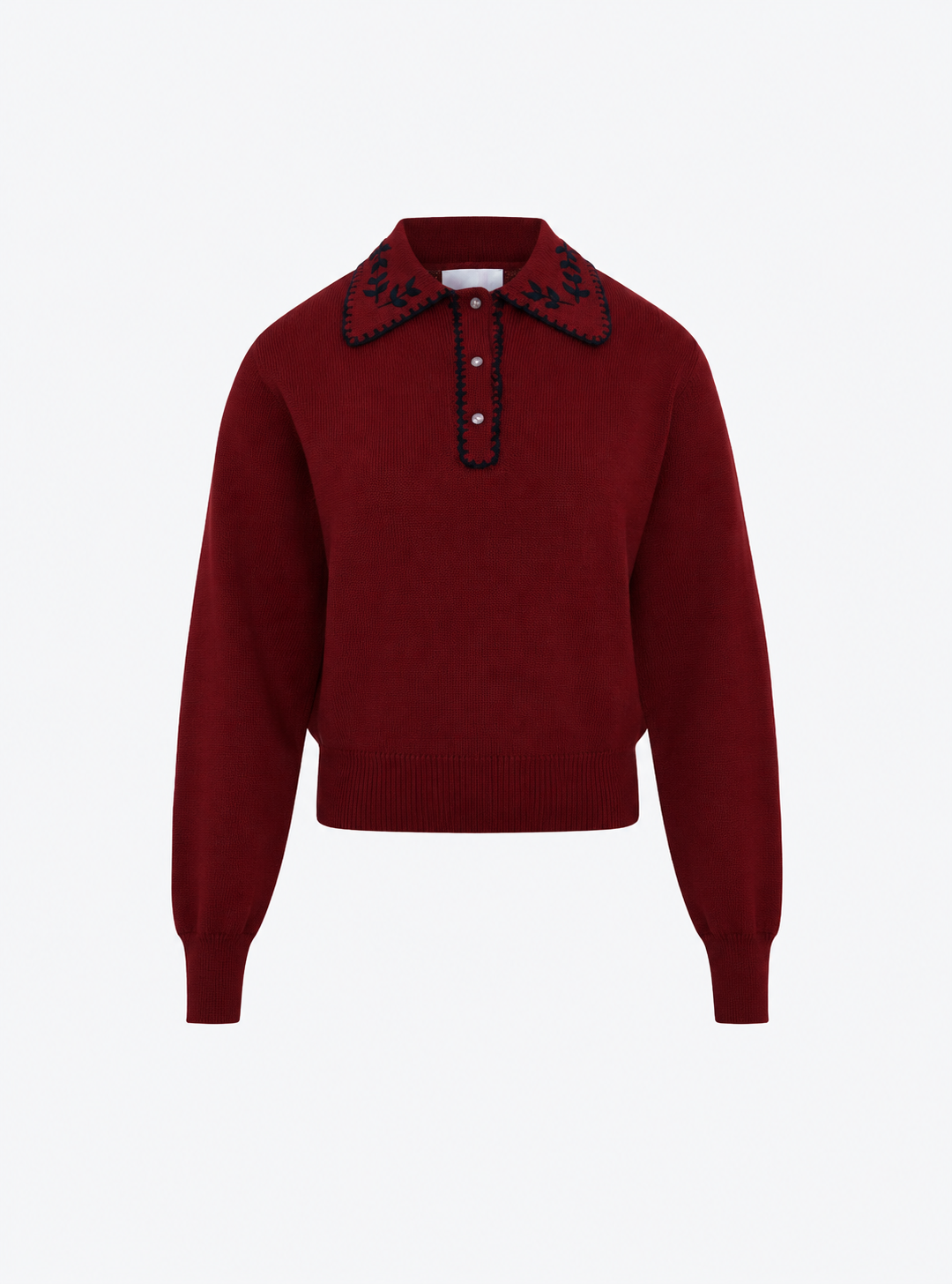 Chemise en maille brodée main