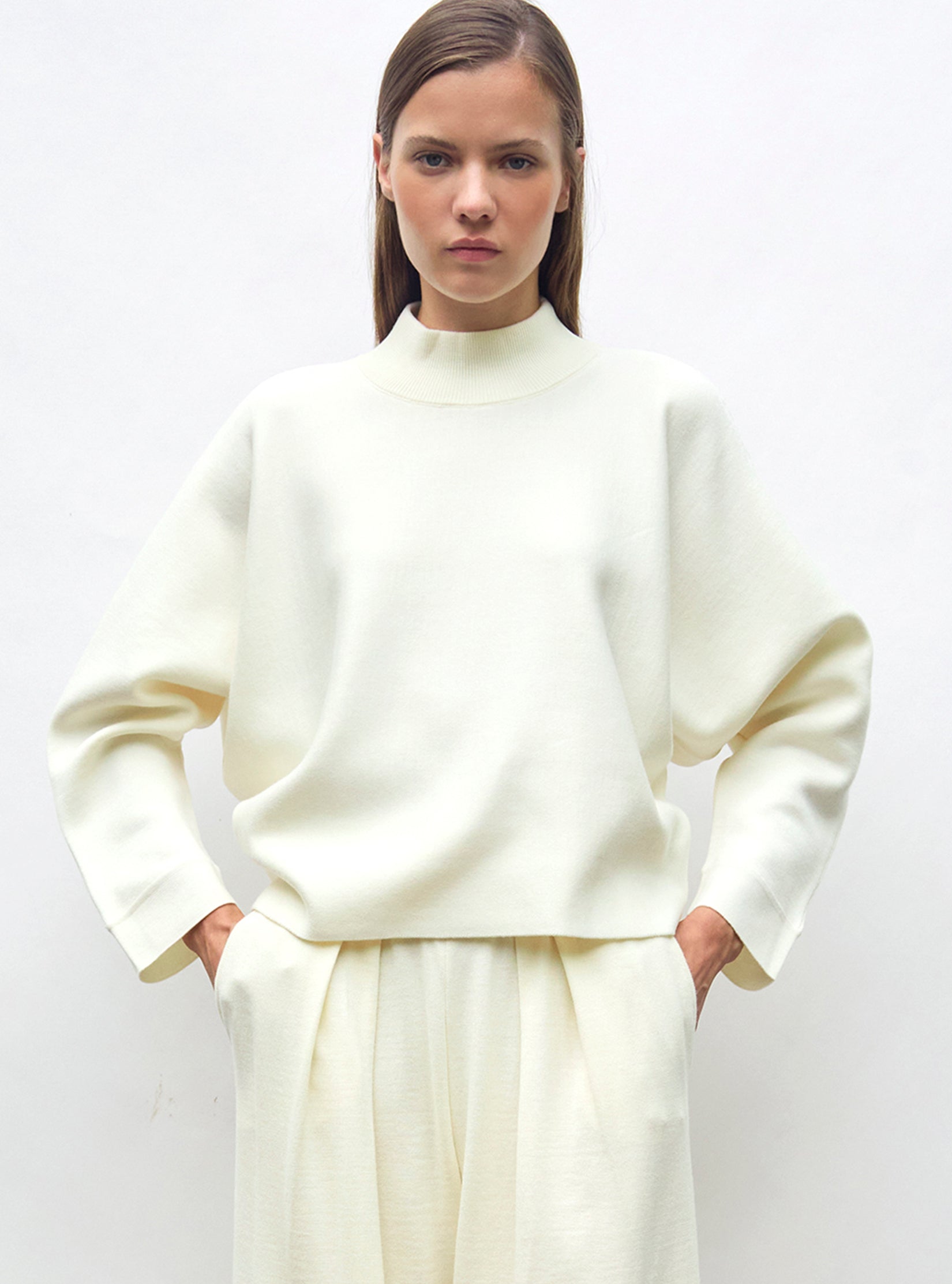 Top couture en maille ample Naturel - Vêtement en maille de luxe Molli