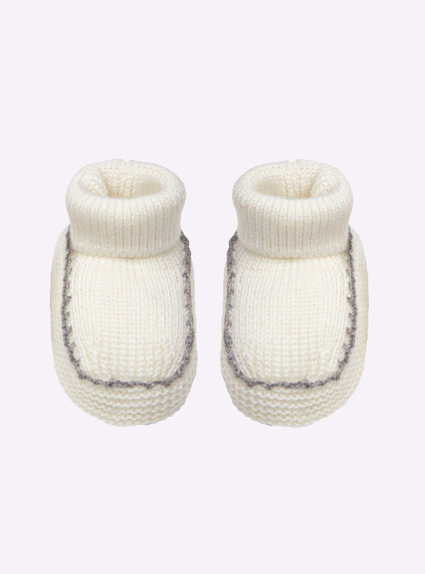 Chaussons à finitions crochet Milk Flanelle - Vêtement Bébé en maille fine
