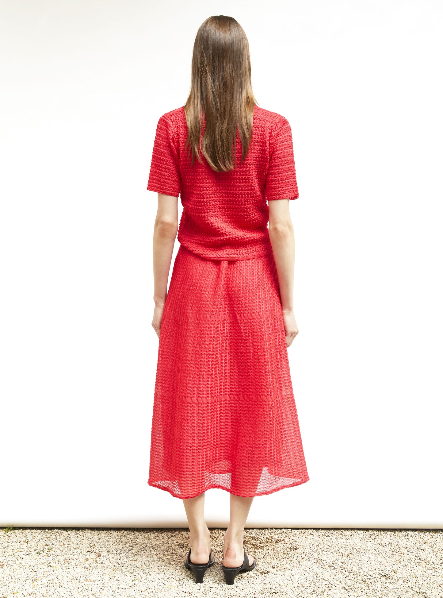 Jupe légère maille organza Cerise - Vêtement de luxe femme