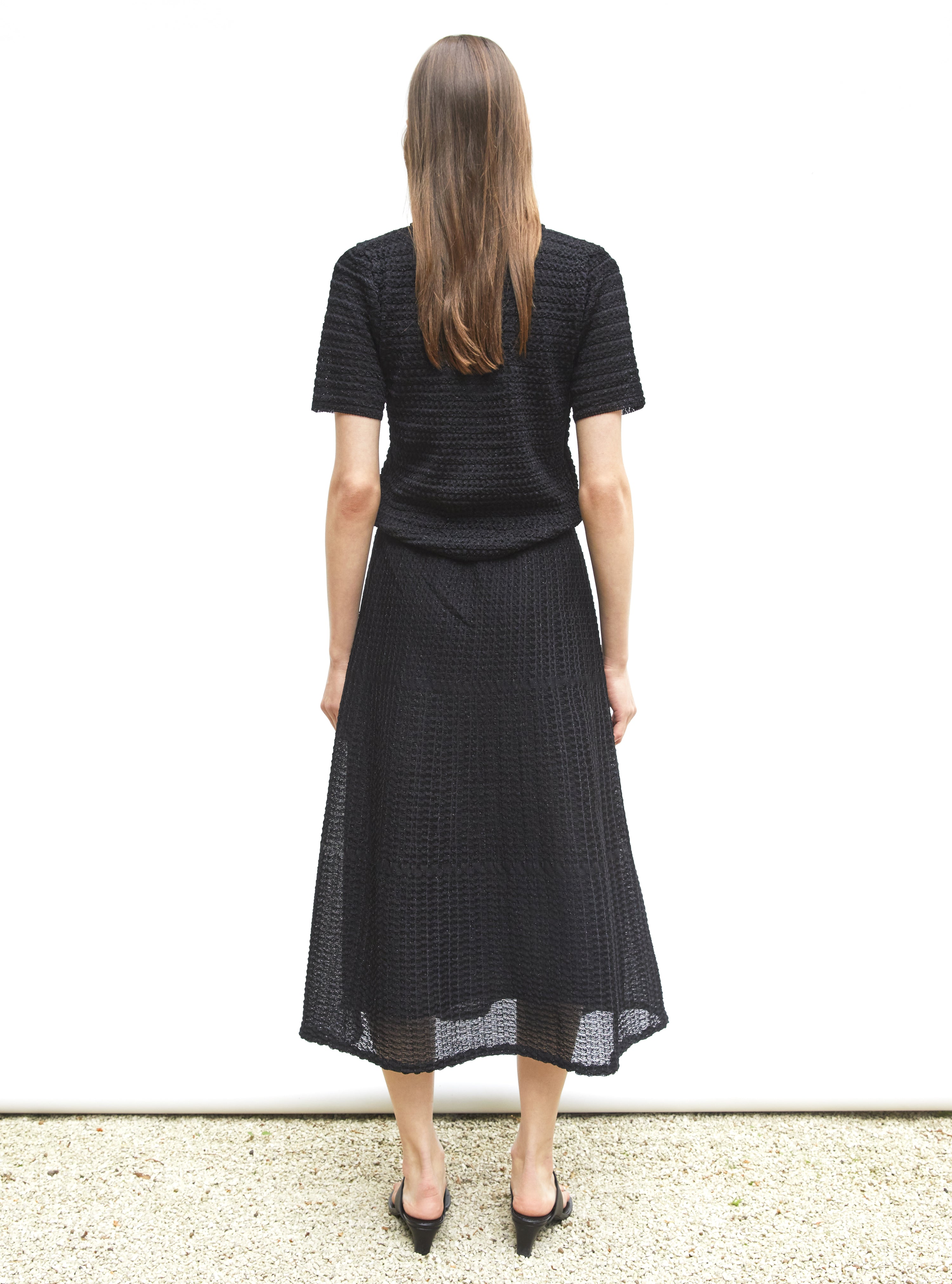 Top maille organza Noir Profond - Top de luxe